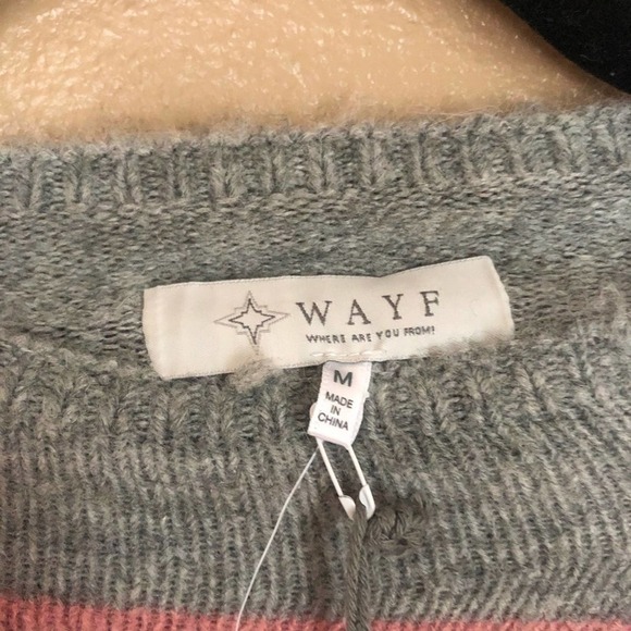 NWT Wayf Grey / Pink Front Tie Sweater Sz M - Picture 6 of 7